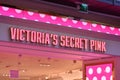 Sign Victoria`s Secret Pink. Company signboard Victoria`s Secret Pink.