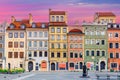 Warsaw, Poland - April 25th, 2021: Warsaw`s Old Town Market Place - the center and oldest part of the Old Town of Warsaw, capital