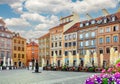 Warsaw, Poland - April 25th, 2021: Warsaw`s Old Town Market Place - the center and oldest part of the Old Town of Warsaw, capital