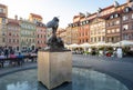 Old Town Market Place and Mermaid of Warsaw Sculpture Syrenka originally designed by Konstanty Hegel in 1855 - Warsaw, Poland