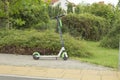 Warsaw, Poland - 03 August 2020: City street landscape and electric scooter for hire