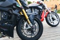 Detail view of the ducati streetfighter v4 motorcycle Royalty Free Stock Photo