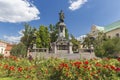 Warsaw, Poland - August 20, 2019: Monument to Adam Mickiewicz in Warsaw