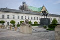 WARSAW. POLAND - AUGUST 2015: Presidential Palace Palac Prezydencki, 1643 in Warsaw, Poland. Equestrian statue of Prince Royalty Free Stock Photo