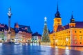 Warsaw, Poland - Castle Square in Christmas time Royalty Free Stock Photo