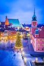 Warsaw, Poland - Castle Square and Christmas Tree Royalty Free Stock Photo