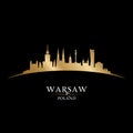 Warsaw Poland city silhouette black background