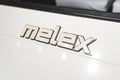 17.01.2023. Warsaw, Poland. closeup shot of Melex logo in the museum of technology, Illustrative Editorial Royalty Free Stock Photo