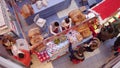 WARSAW, POLAND - DECEMBER, 18, 2016. Christmas bazar booth with bread and cucumber sandwiches. Top view Royalty Free Stock Photo