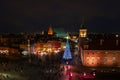 Warsaw, Poland - December 27, 2023: Christmas illuminations of the Warsaw Old Town