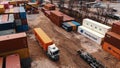 Warsaw, Poland 03.20.2020. - Empty cargo containers on the railyard. Freight transport. inland shipping