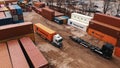 Warsaw, Poland 03.20.2020. - Empty cargo containers on the railyard. Freight transport. inland shipping