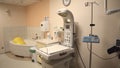 Warsaw, Poland 04.04.2020. Empty Labour ward with Cardiotocography monitors and birth bath