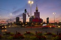 Warsaw, Poland - Evening panoramic view of city center with Cult