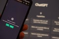 ChatGPT login screen seen on smartphone screen. OpenAI chat bot
