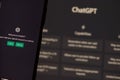 ChatGPT login screen seen on smartphone screen. OpenAI chat bot