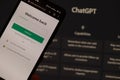 ChatGPT login screen seen on smartphone screen. OpenAI chat bot