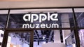 Warsaw, Poland. 10 February 2023. Inside the Apple Muzeum. Sign Apple Muzeum. Royalty Free Stock Photo