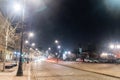 Night view of Cracow suburb street in old town of Warsaw Royalty Free Stock Photo