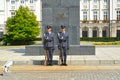 WARSAW, POLAND. Guard of honor at the bottom of a monument to the prince Jozef Ponyatovsky