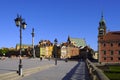 Warsaw, Poland - Historic quarter of Warsaw old town - Royal Castle Square and historic tenements with Sigismund\'s Column III Waz Royalty Free Stock Photo