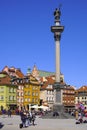 Warsaw, Poland - Historic quarter of Warsaw old town - Royal Castle Square and Sigismund's Column III Waza monument Royalty Free Stock Photo