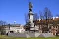 Warsaw, Poland - Historic quarter of Warsaw old town - witer and poet Adam Mickiewicz monument at Krakowskie Przedmiescie street