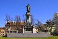 Warsaw, Poland - Historic quarter of Warsaw old town - witer and poet Adam Mickiewicz monument at Krakowskie Przedmiescie street