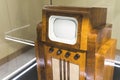 Warsaw, Poland 17.01.2023 historical wooden television in the museum, old technology concept