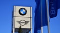 Warsaw, Poland. 9 January 2024. BMW and Mini logo at a BMW car dealership. Royalty Free Stock Photo