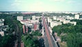 WARSAW, POLAND - JULY 5, 2018. Aerial view of Poniatowskiego bridge Royalty Free Stock Photo