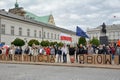 Anti-government group protesters on the Krakowskie Przedmiescie street