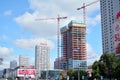 Construction of the Widok Towers office building.