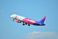 Airbus A321-231 - Wizz Air is flying from the runway of Warsaw Chopin Airport Royalty Free Stock Photo