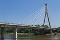 Warsaw, Poland - July 21, 2020:Modern road bridge over a river with a railway Royalty Free Stock Photo