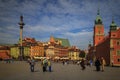 WARSAW, POLAND, July 1, 2016: People walk in Castle Square in Warsaw in Old Town Royalty Free Stock Photo