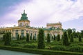 Warsaw, Poland - June 10, 2021: An ancient castle and a beautiful, well-tended garden all around