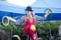 Clown during outdoor performance on Kids Day