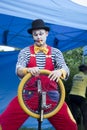 Clown during outdoor performance on Kids Day