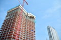 Construction of the Widok Towers office building.