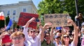 Warsaw, Poland. 4 June 2023. Hundreds of thousands march in anti-government protest to show support for democracy.