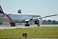 Plane A6-EPJ - Boeing 777-31HER - Emirates preparing to take off. Royalty Free Stock Photo