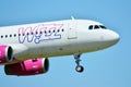 Plane HA-LWH - Airbus A320-232 - Wizz Air just before landing at the Chopin airport. Royalty Free Stock Photo