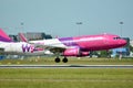 Plane HA-LYD - Airbus A320-232 - Wizz Air just before landing at the Chopin airport. Royalty Free Stock Photo