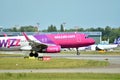 Plane HA-LYD - Airbus A320-232 - Wizz Air just before landing at the Chopin airport. Royalty Free Stock Photo