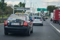 WARSAW. POLAND - June 2016: Taxi on the streets of Warsaw, Poland. Traffic on the roads, taxi cars carry passengers.