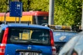 WARSAW. POLAND - June 2016: Taxi on the streets of Warsaw, Poland. Traffic on the roads, taxi cars carry passengers.