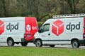 Commercial delivery vans in row. DPD company. Royalty Free Stock Photo