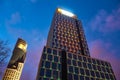 Warsaw, Poland - March 28, 2016: Grzybowska 78 street, Office building Prime Corporate Center, Raiffeisen Polbank