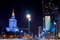 Warsaw, Poland - March 28, 2016: The Palace of Culture and Science. Polish: Palac Kultury i Nauki, also abbreviated PKiN